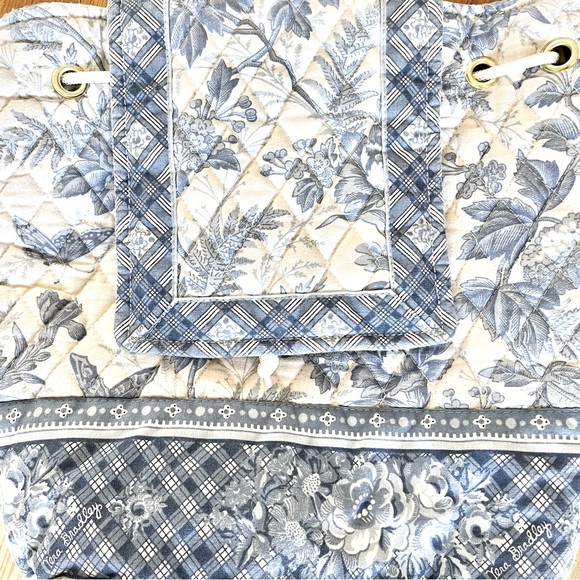 Rare Retired Vintage Vera Bradley Blue Toile Mimi Backpack/Tote - Picture 2 of 13